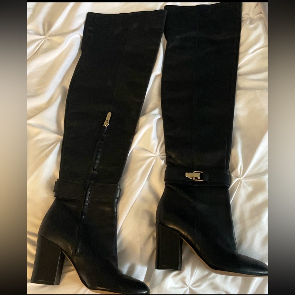 Elegant Black Women's Knee-High Sam Edelman Leather Over the Knee Boots 6